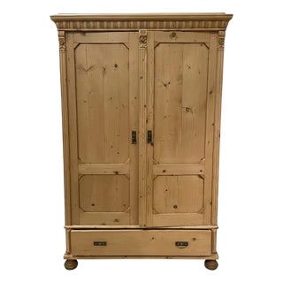Antique French Pine Twoo Door Armoire Drawer to Base For Sale