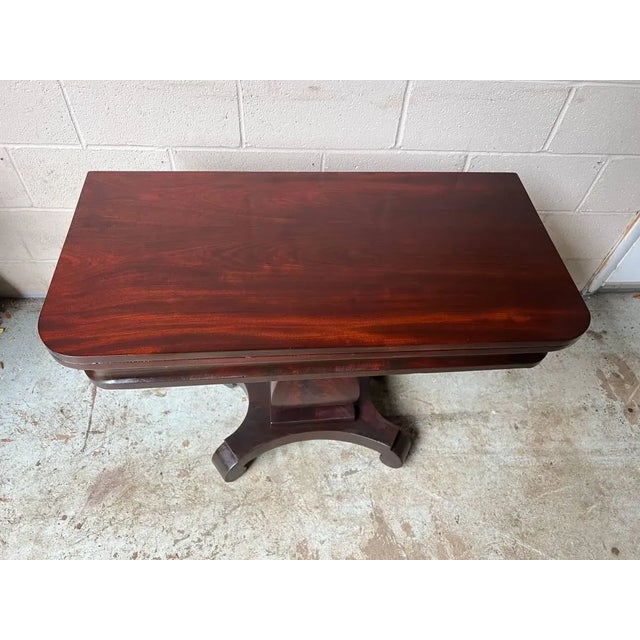 19th Century American Empire Mahogany Parlor / Game Table With Flip Top For Sale - Image 10 of 12