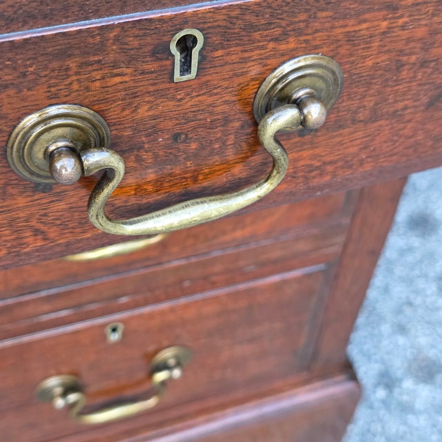 Antique Early 19th Century English Georgian Mahogany Partners' Desk With Green Leather Writing Surface, [54"w X 35.5"d X 30.5"h] For Sale - Image 15 of 18