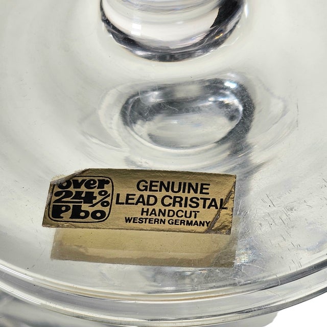 West German Hand Cut Lead Crystal Centerpiece Snifter Vase, 9", Late 20th Century For Sale - Image 10 of 10