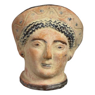 Classical Greek Head Sculpture in Terracotta, 1960s For Sale