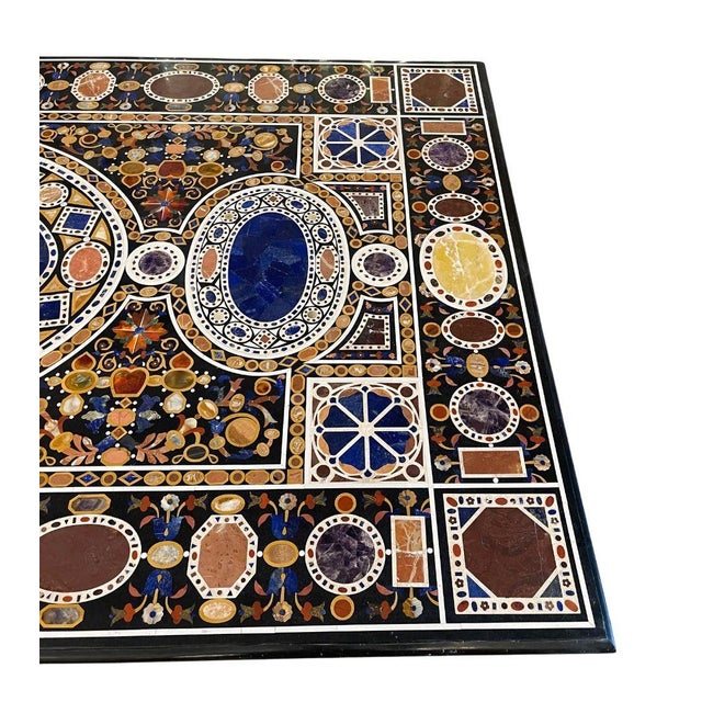 Massive Italian Pietra Dura Dining Table With Stone Bases, C. 1980s For Sale - Image 9 of 10