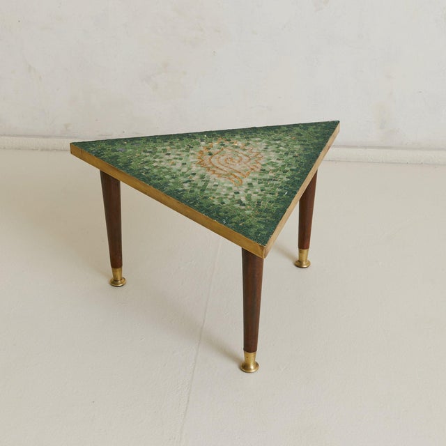 Mexican Green Mosaic Triangular Side Table by Genaro Álvarez, 1960s For Sale - Image 16 of 18