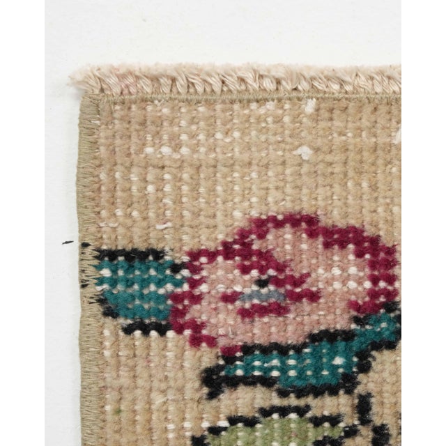 1970s Vintage Turkish Oushak Handmade Wool Cotton Brown Floral Area Rug For Sale In San Francisco - Image 6 of 11