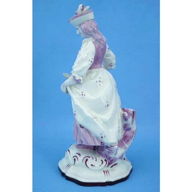 19th Century Porcelain Sculpture Lady with Duck by Capodimonte, Italy For Sale - Image 6 of 18