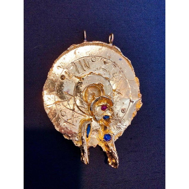 Igael Tumarkin, Gold Gilt Bronze Sculpture Pendant Art Israeli Tumarkin Abstract Surrealist, c.1960s-1970s For Sale - Image 12 of 13