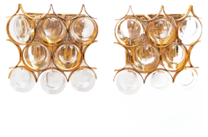 German Gold-Plated Crystal Glass Sconces from Palwa, 1960s, Set of 2