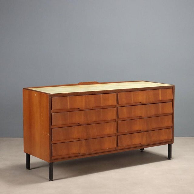 Vintage Chest of Drawers in Mahogany Veneer and Glass, 1960s For Sale - Image 11 of 11