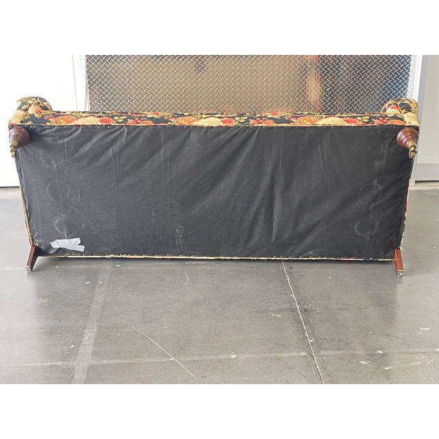 Black Pearson 84” Custom Three Seat Sofa in Richloom Asian Chinoiserie Fabric, Vintage For Sale - Image 8 of 17