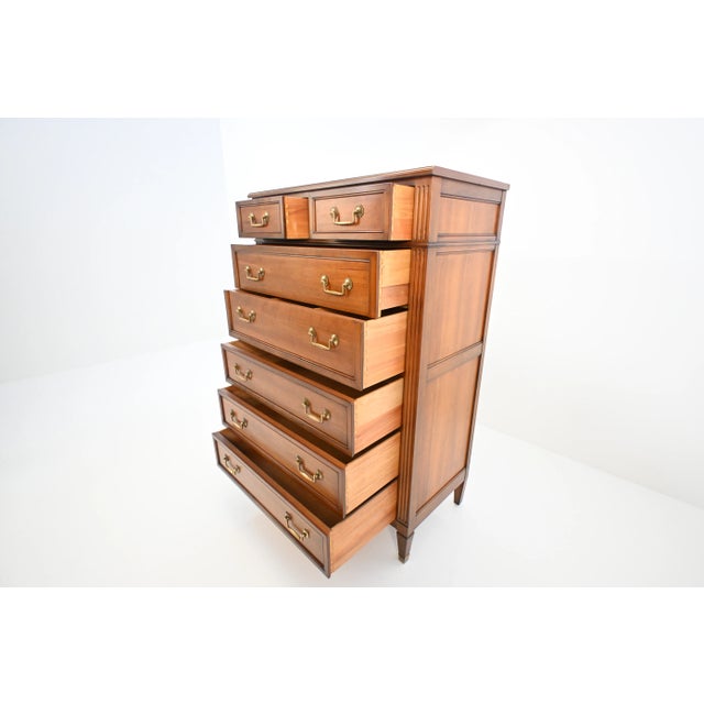 Wood Kindel Furniture Neoclassical Louis XVI Style Cherry 7-Drawer Highboy Dresser For Sale - Image 7 of 16