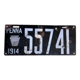 Antique Pennsylvania License Plate 1914 For Sale