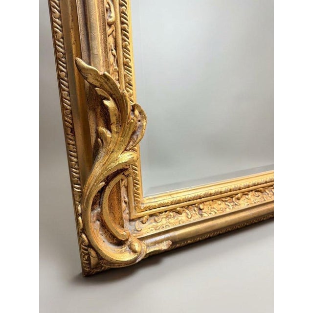 French Style Gilt Wood and Plaster Panel Mirror For Sale - Image 3 of 4