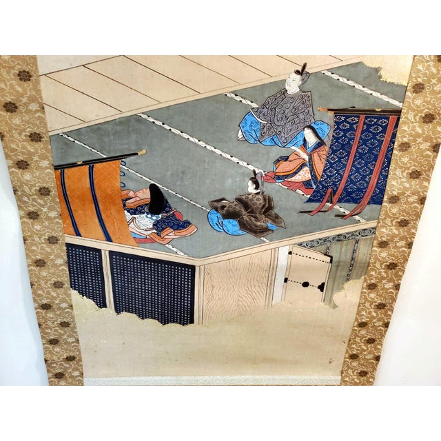 Paper Two Antique Japanese Hanging Scroll Paintings For Sale - Image 7 of 15