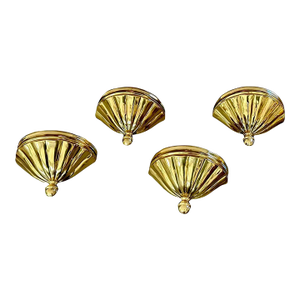 Set 4 Brass Scallop Shell Uplight Wall Sconces