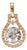 1.8Ct White Zircon Pendant With Natural Diamonds: Solid 14k Gold, Round 6.5mm For Sale