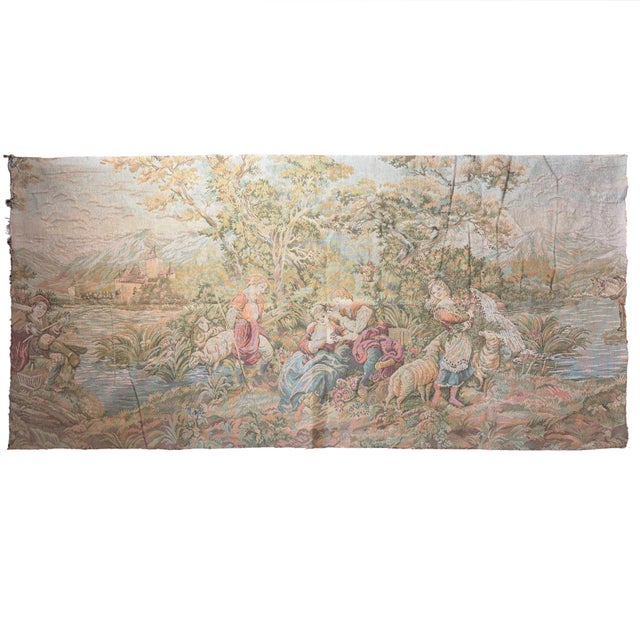 Large Antique French Rococo Style Pastoral Tapestry, 1890s For Sale - Image 14 of 14