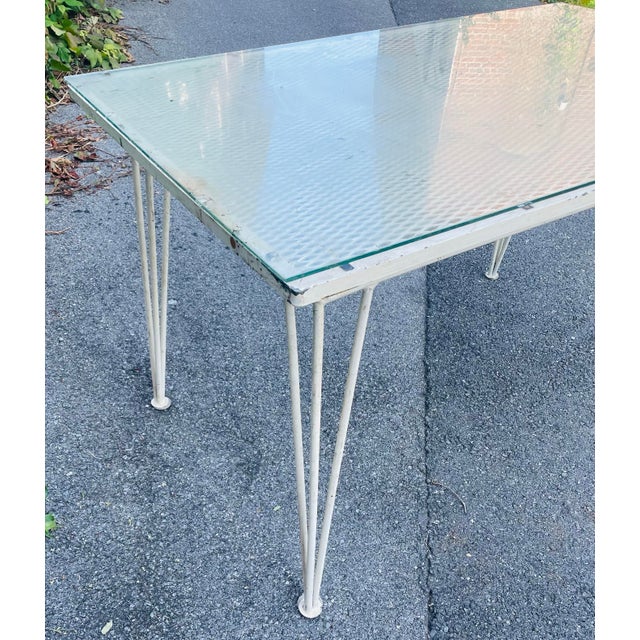 Mid 20th Century Mid 20th Century Wrought Iron Mesh Glass Top John Salterini Tempestini Dining Table, Attributed For Sale - Image 5 of 12