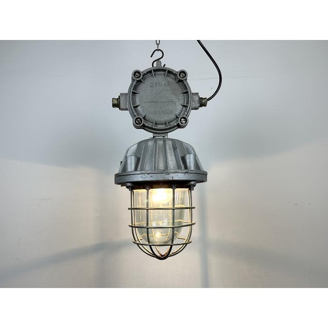 Large Industrial Cast Aluminium Cage Pendant Light, 1970s For Sale - Image 15 of 17