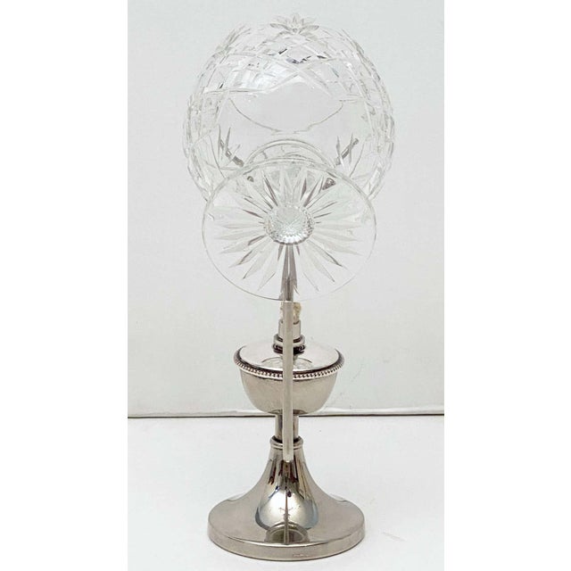 English Silver Brandy Warmer With Cut Crystal Glass Snifter Chairish