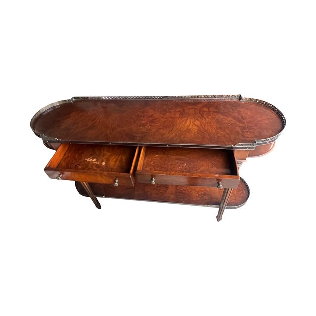 Beautiful, high quality console or server Unsigned but attributed to Theodore Alexander. The narrow console or sofa table...