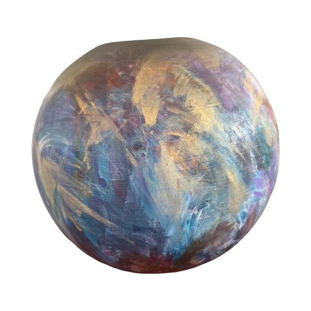 Large Byron & Alyse Sanders Signed Studio Art Pottery Globe-Form Vessel, 1980s For Sale In West Palm - Image 6 of 17