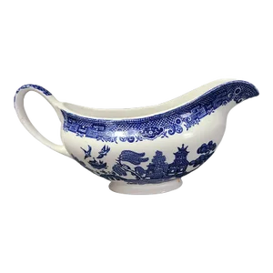 Vintage Blue & White Willow Pattern Gravy Boat, Made in England