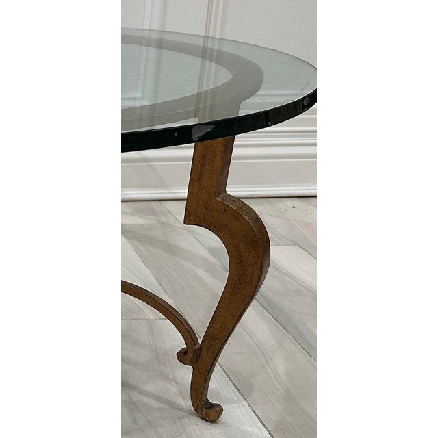 Hollywood Regency Vintage Hollywood Regency Style Round Glass-Top Coffee Table For Sale - Image 3 of 5