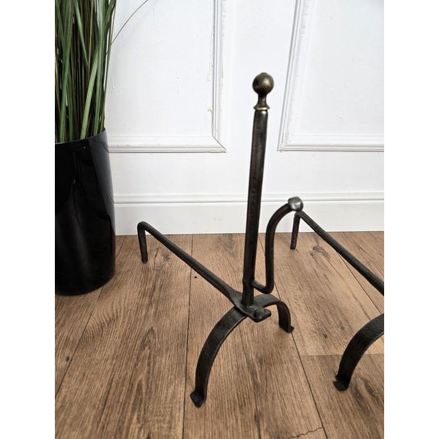 Vintage Italian Wrought Iron Andirons, 1920s, Set of 2 For Sale - Image 4 of 9