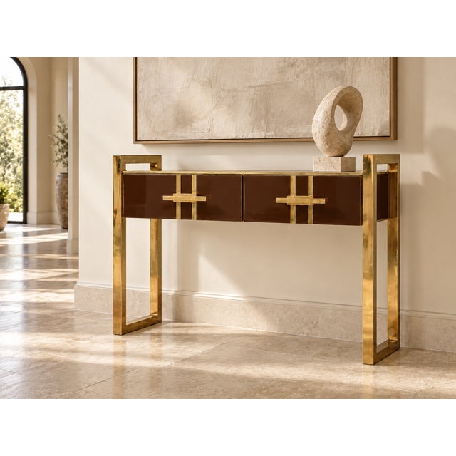 Italian Console Table in Chocolate Murano Glass from Justfurnituress SRL For Sale - Image 6 of 9