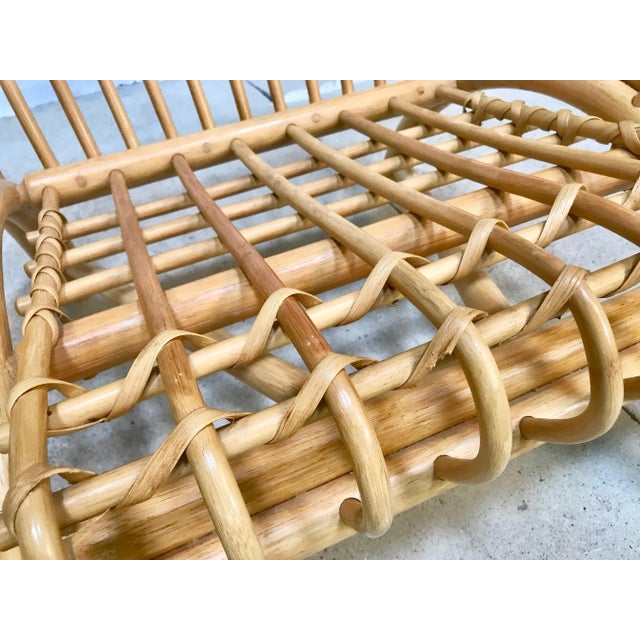 Large Italian Bamboo Lounge Chair with Leather Lacings, 1970s For Sale - Image 17 of 18