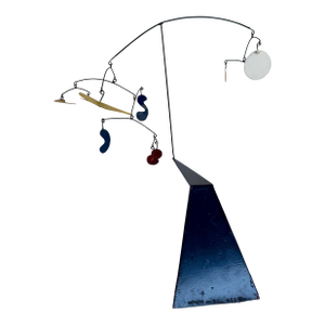 Signed RSC Steel and Bronze Table Top Mobile Sculpture Manner of Calder