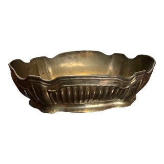 Detailed Vintage Oblong Shaped Etched Brass Catchall For Sale