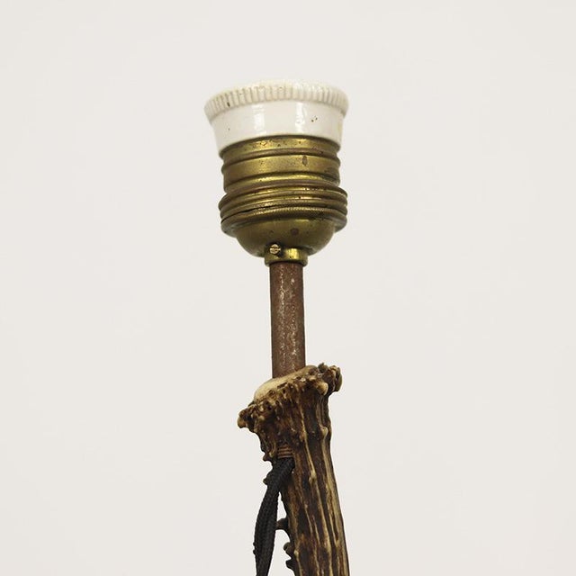 Rustic Handcrafted Folk Art Antler Table Lamps, Set of 2 For Sale - Image 3 of 7