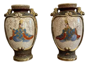 19th Century Quality Japanese Satsuma Vases, 1880, Set of 2