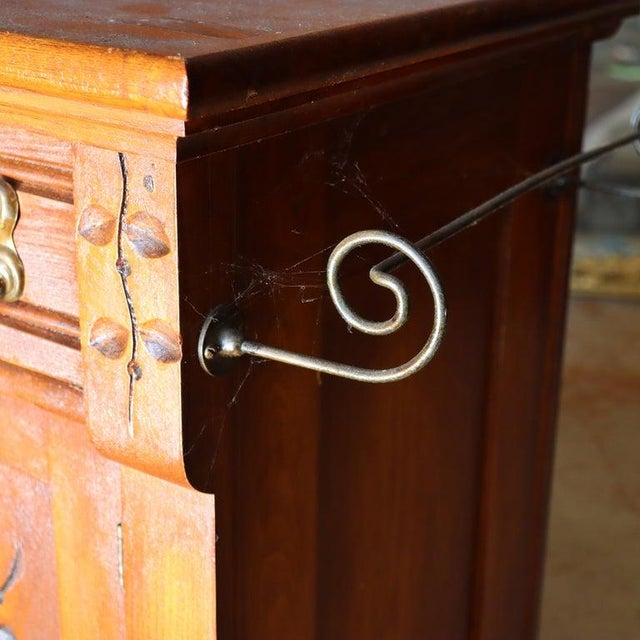 Antique Eastlake Foliate Chip Carved Walnut Commode With Towel Bar C1910 For Sale - Image 6 of 10