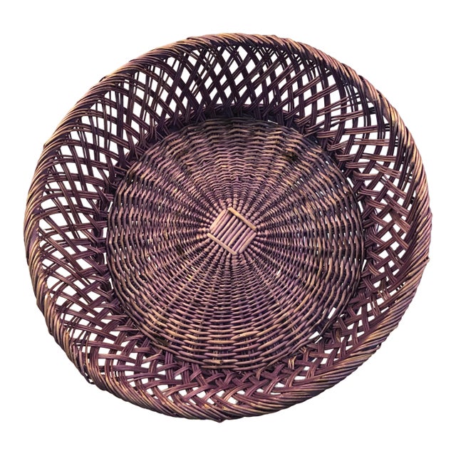 Vintage 15” Purple Wicker Basket For Sale