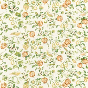 Sanderson Pear & Pomegranate Fabric in Teal/ Papaya