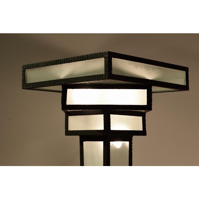 Large Art Deco Floor Lamps Hotel Hammered Iron and Glass, France, 1930s, Set of 2 For Sale - Image 12 of 18