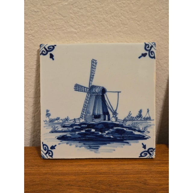 Rustic European Vintage Hand-Painted, Makkum Tichelaar Delft, Holland Tiles For Sale - Image 3 of 12