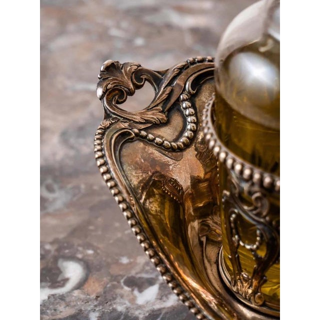 Silver Oil and Vinegar Set with Coat of Arms, Set of 2 For Sale - Image 10 of 11