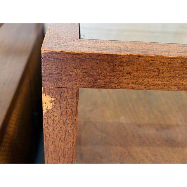 Mid 20th Century Cane and Glass Top End Tables For Sale - Image 9 of 10