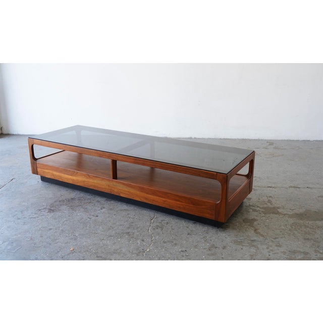 Brown Saltman 1960s John Keal Brown Saltman Mid-Century Modern Coffee Table W Smoked Glass Top For Sale - Image 4 of 16