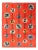 Art Deco Design Vintage Turkish Rug With Circular Motifs in Orange Red Colors For Sale