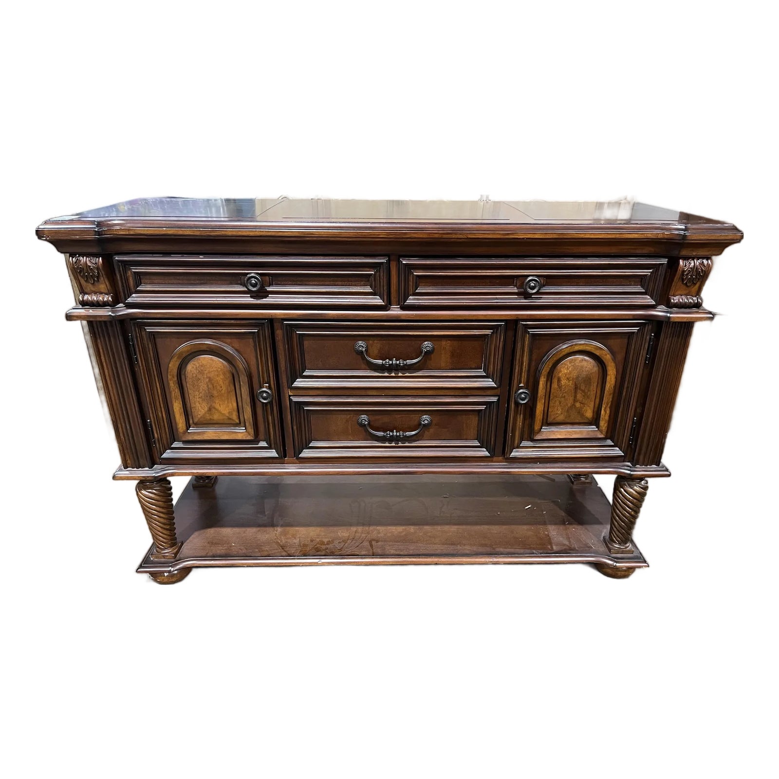 Fairmont Designs Darkwood and Tile Inlay Console Table | Chairish
