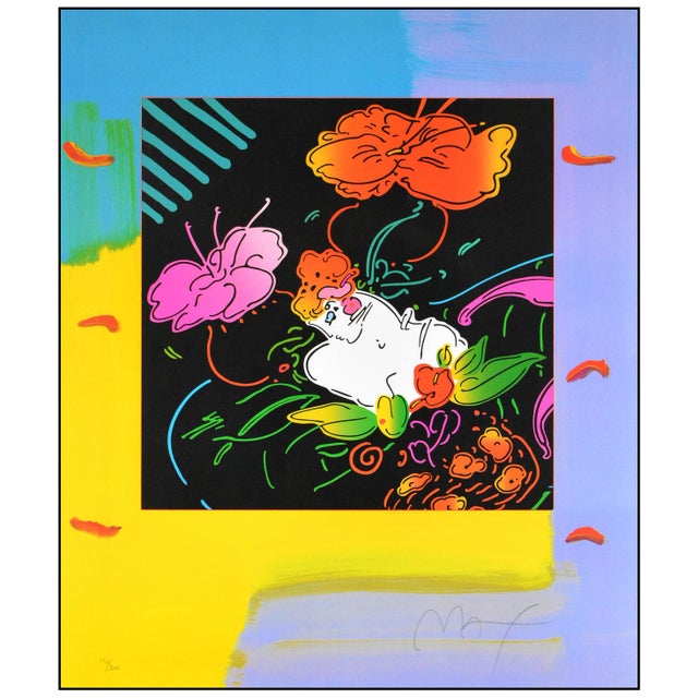 Pop Art 2004 Lady Floating Flowers Pop Art Screenprint Peter Max For Sale - Image 3 of 7