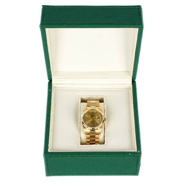 Vintage Rolex Day-Date 18k Gold Watch, Champagne Dial, Circa 1979 For Sale - Image 10 of 14