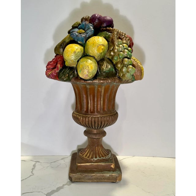 Shabby Chic Vintage Urn With Fruit For Sale - Image 3 of 13