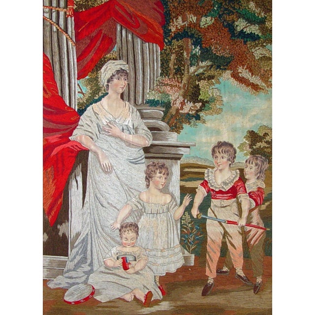 Early 19th Century Regency Silk and Wool Needlework Portrait of Lady Anne Lambton and Family After John Hoppner Circa 1800–1820 For Sale - Image 5 of 10