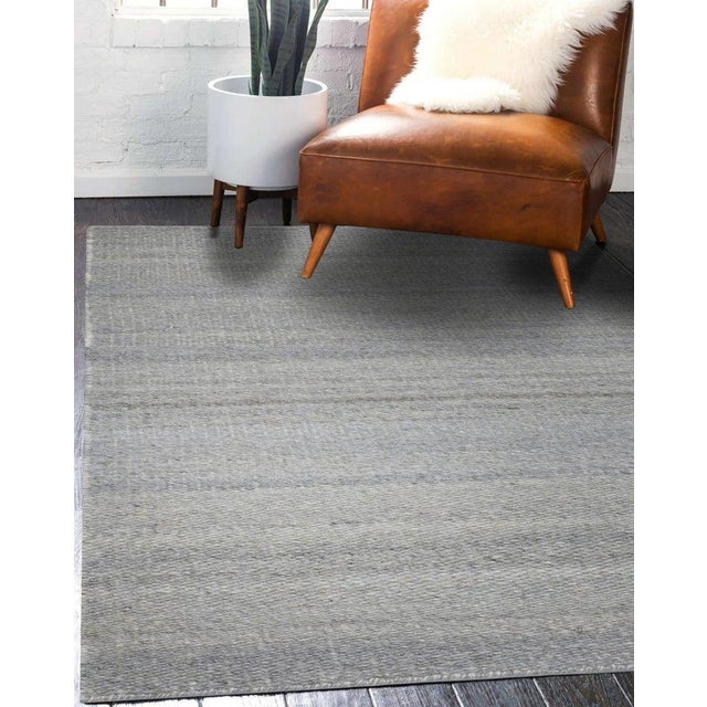 3x5 Gray Handwoven Wool Viscose Subtle Linear Texture Geometric Carpet Rug For Sale - Image 10 of 12