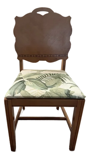 1930s Art Deco Vanity Chair Featuring Walnut Burl Veneer Inlay With Embroidered